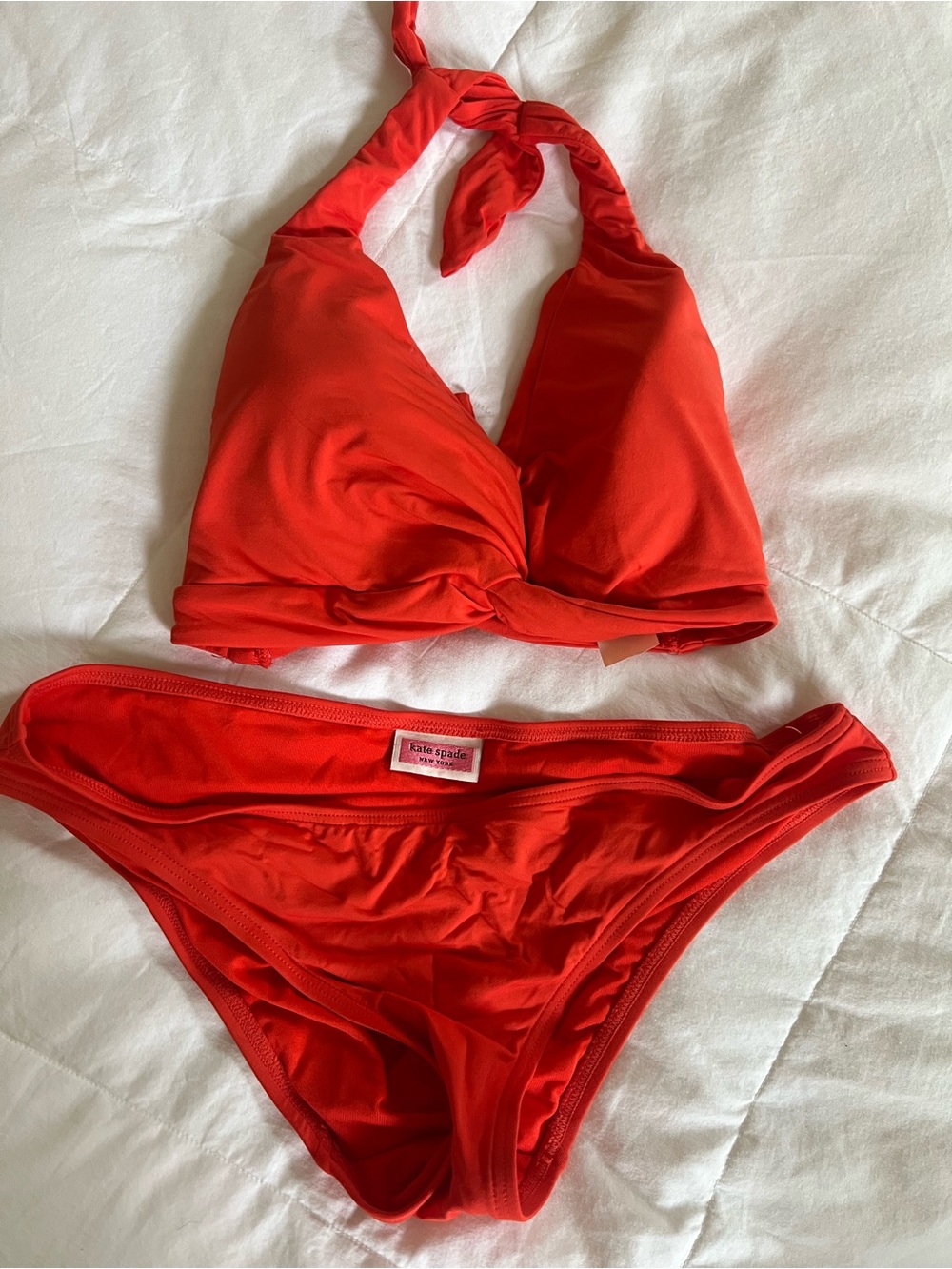 kate spade Bright Red Twist-Front Halter Bikini